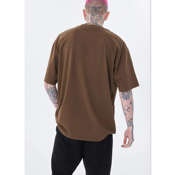 Drop Shoulder Tee For Men - Brown