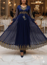 3 Piece - Royal Navy Blue - Frock Handwork Embroidrey