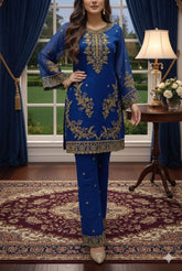 3 Piece - Navy Blue - Handwork Embroidrey