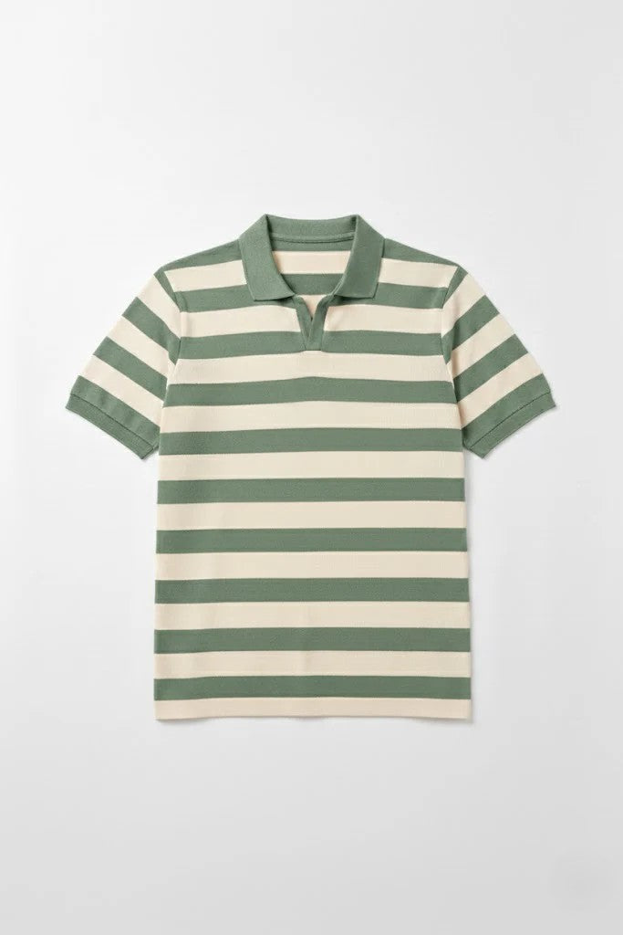Johnny Collar Knitted Polo - Muted Sage Green