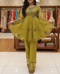 3 Piece - Mustard Charm - Frock Handwork Embroidrey