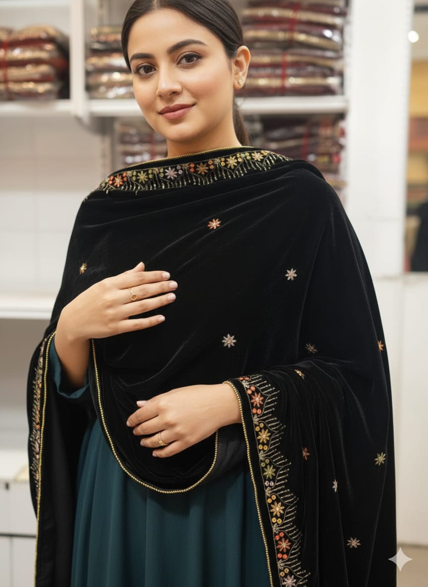 Velvet shawl - Black 119