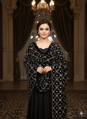 Velvet shawl - Drak Blue 118