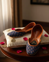 Leather Khussa - Dark Blue