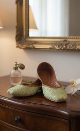 Leather Khussa - Mint Green