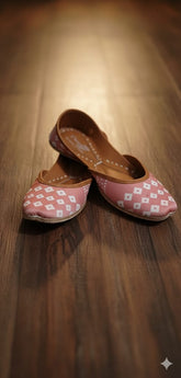 Leather khussa- baby Pink