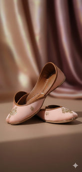 leather khussa - blush pink