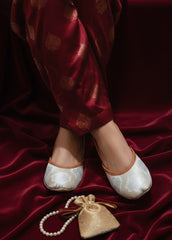 Leather Khussa - Silver