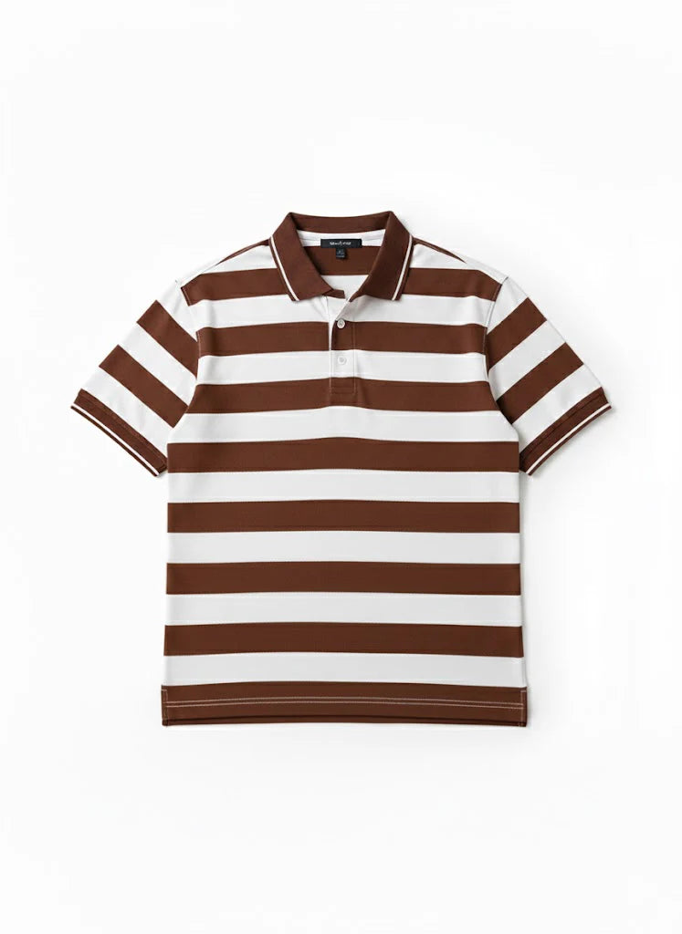 OLD MONEY STRIPE POLO - Brown