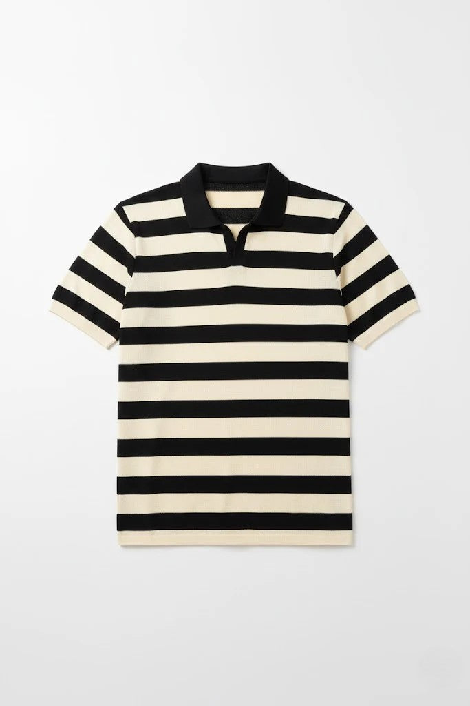 Johnny Collar Knitted Polo - Black