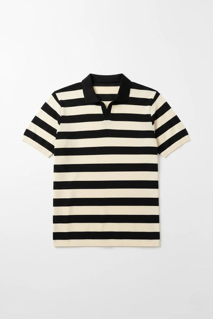 Johnny Collar Knitted Polo - Black