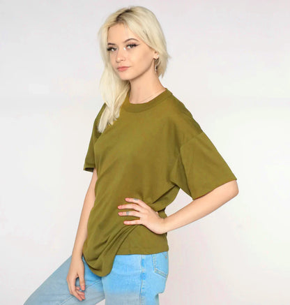 Drop Shoulder T-shirt - Olive Green