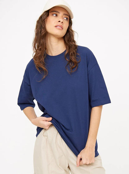 Drop Shoulder T-shirt - Navy Blue