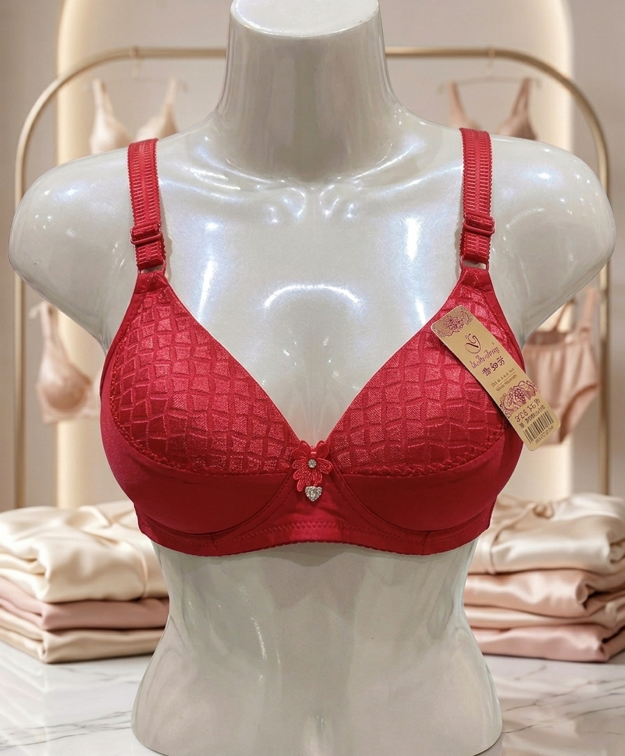 Geometric Textured Full-Coverage Bra C101