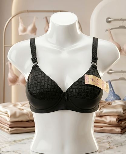 Geometric Textured Full-Coverage Bra C104
