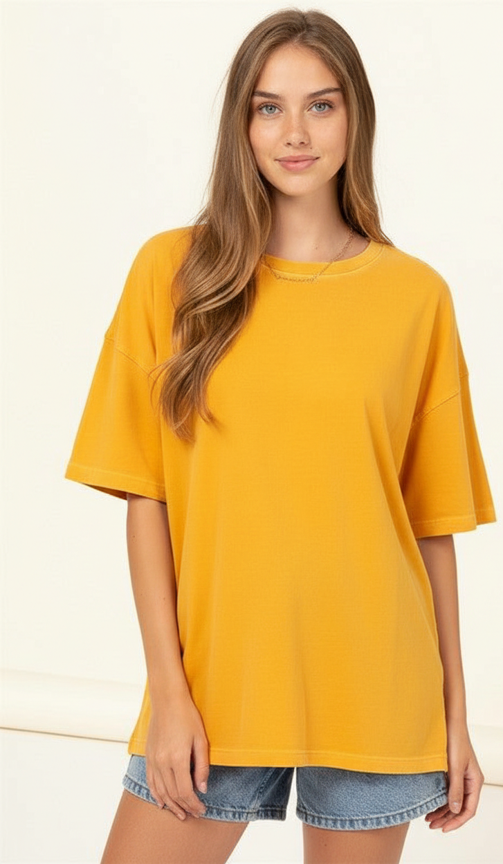 Drop Shoulder T-shirt - Mustard