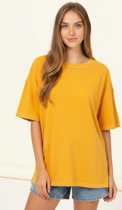 Drop Shoulder T-shirt - Mustard