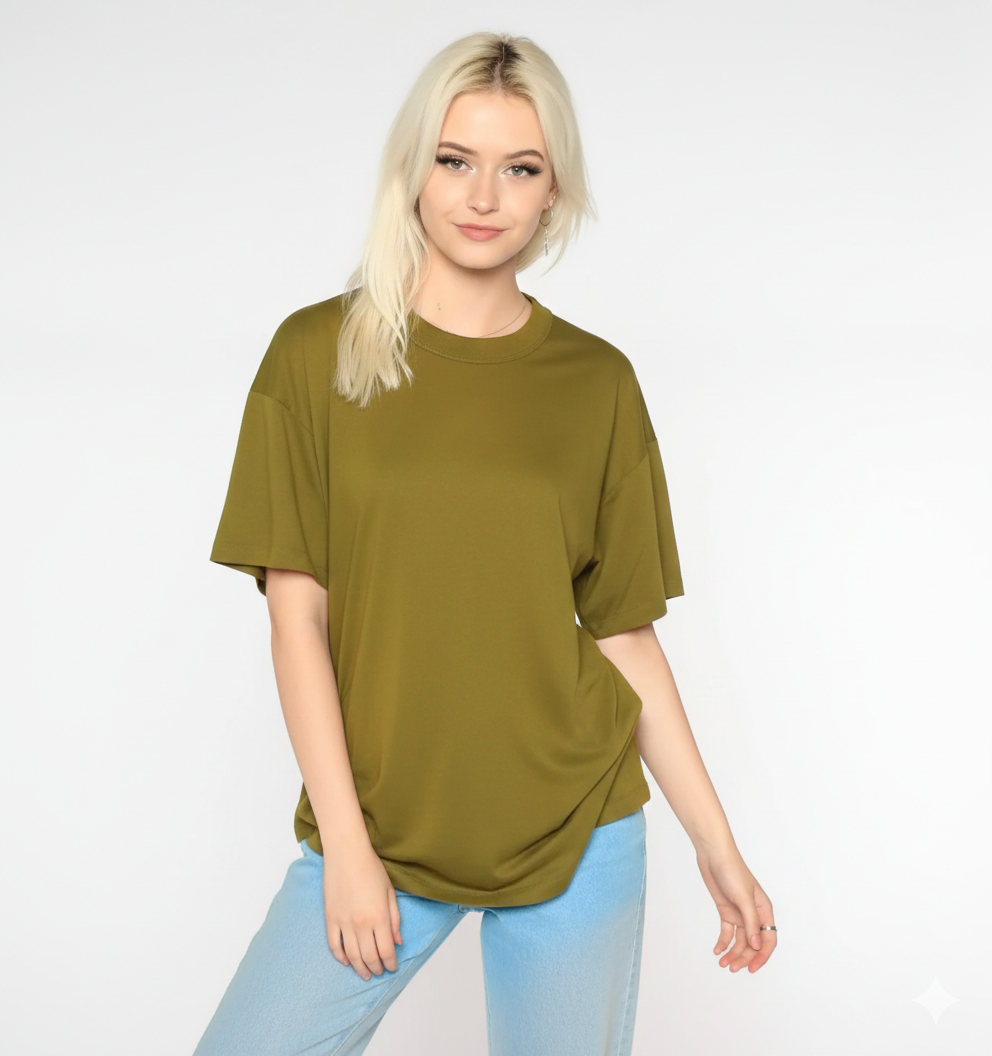 Drop Shoulder T-shirt - Olive Green