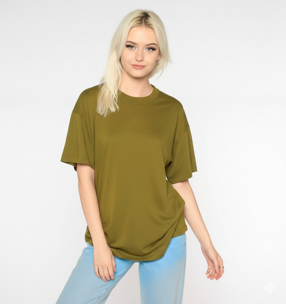 Drop Shoulder T-shirt - Olive Green