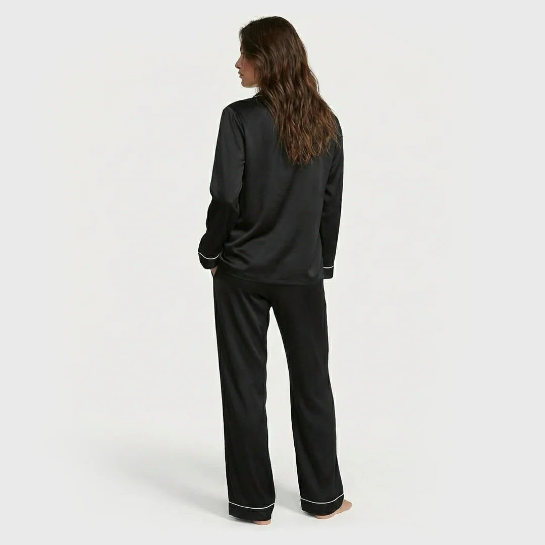 Premium Silk Night Suit - Black