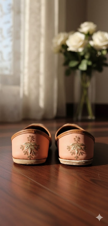 leather khussa - blush pink