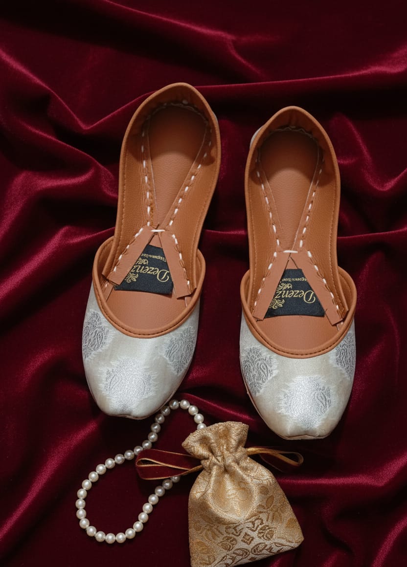 Leather Khussa - Silver