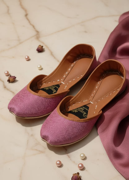 Leather Khussa - Pink