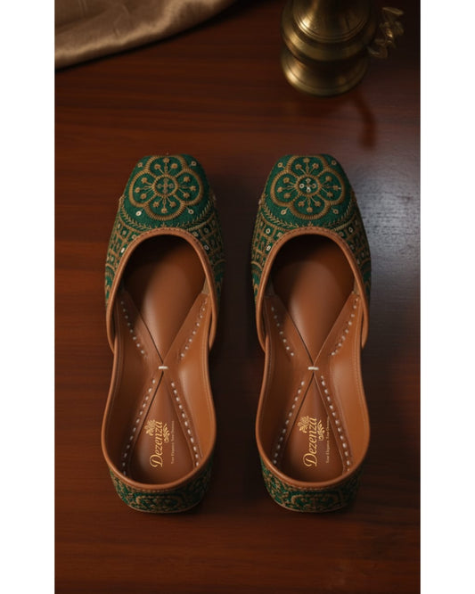 Leather Khussa - Green