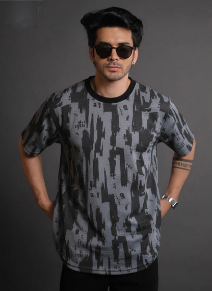 Drop Shoulder Knited Texture  Printed 01