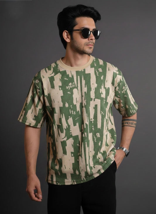 Drop Shoulder Knited Texture  Printed 02