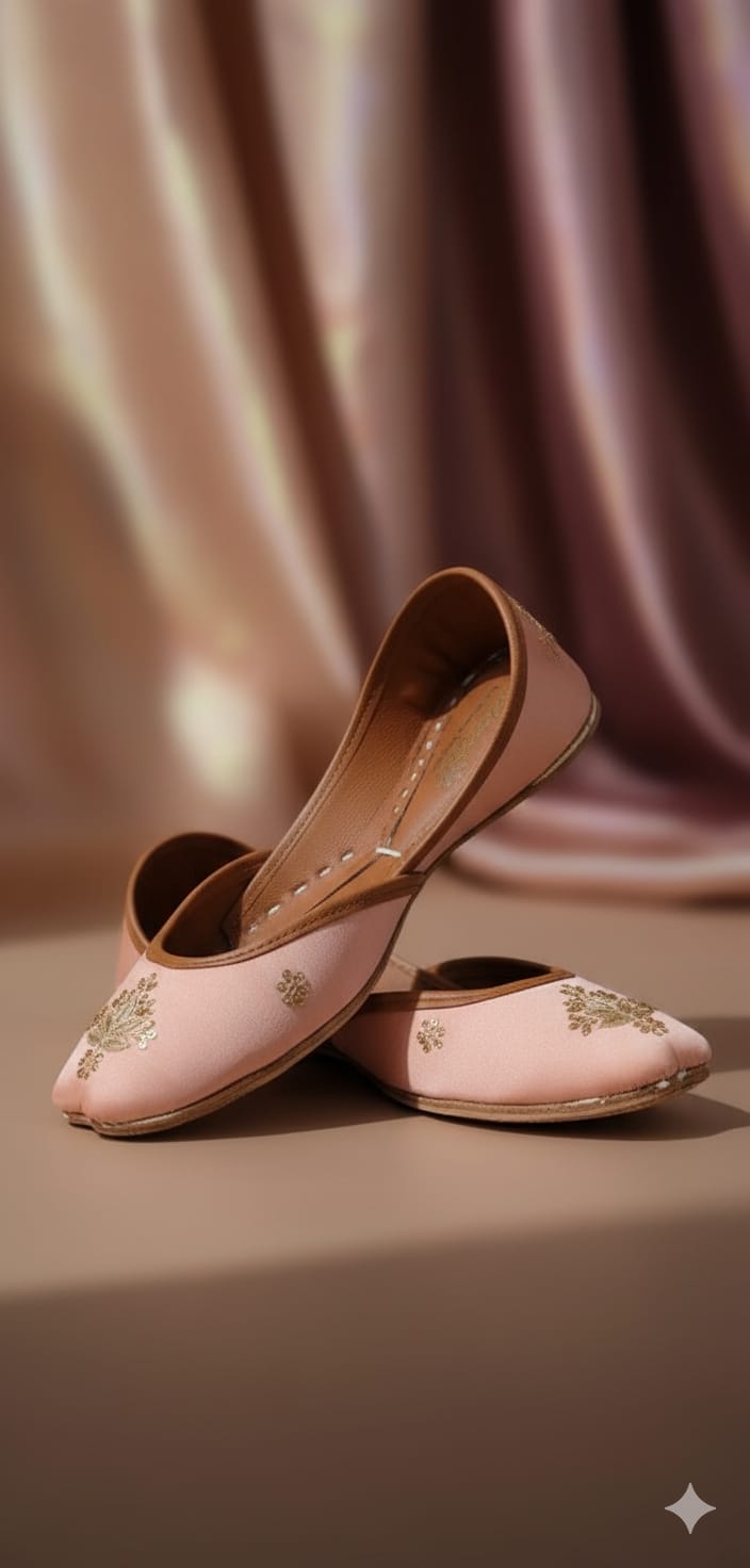 leather khussa - blush pink