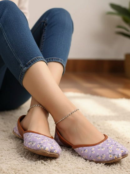 Leather Khussa - Light Purple