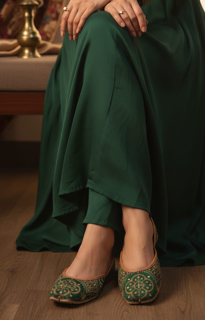 Leather Khussa - Green