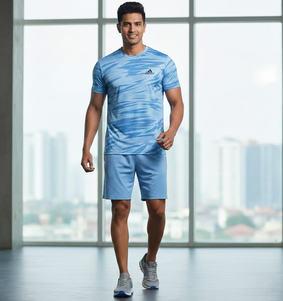 Adidas Men's Dri-Fit Sports T-Shirt Blue Graphic