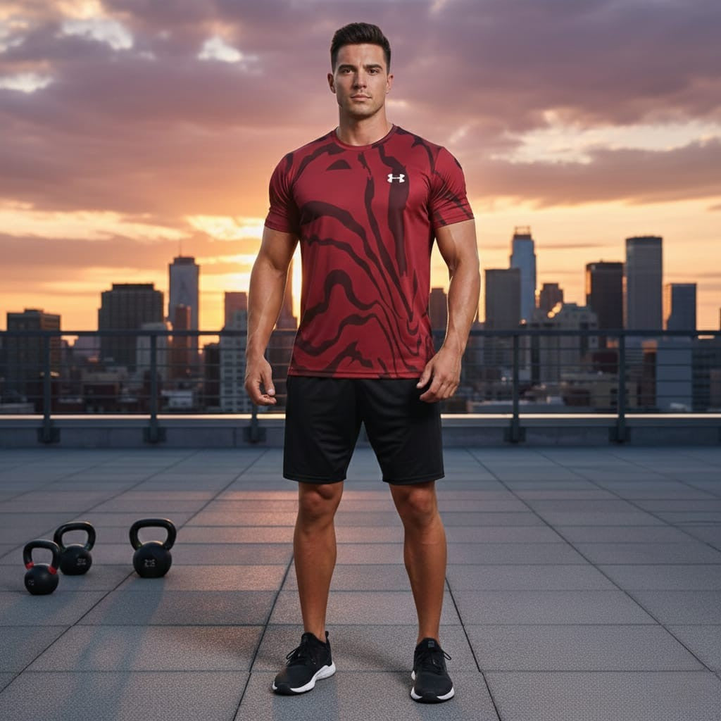 Under Armour Men's Dri-Fit Sports T-Shirt Red Graphic