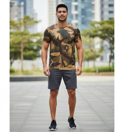 Nike Men's Dri-Fit Sports T-Shirt Brown Camouflag