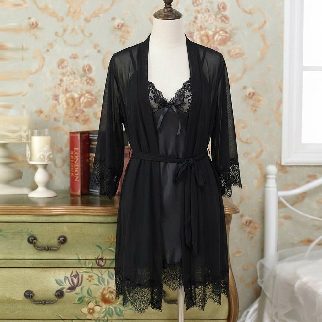 3 Piece Night Dress Lace Nightgown With Penty Short Nightwear For Women