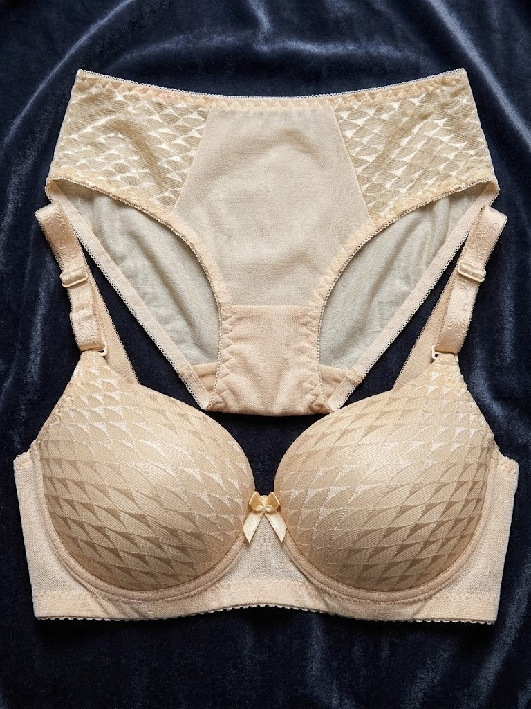 Luxury Coffee Brown Lace Bra & Panty Set – Soft Padded Comfort Fit Lingerie