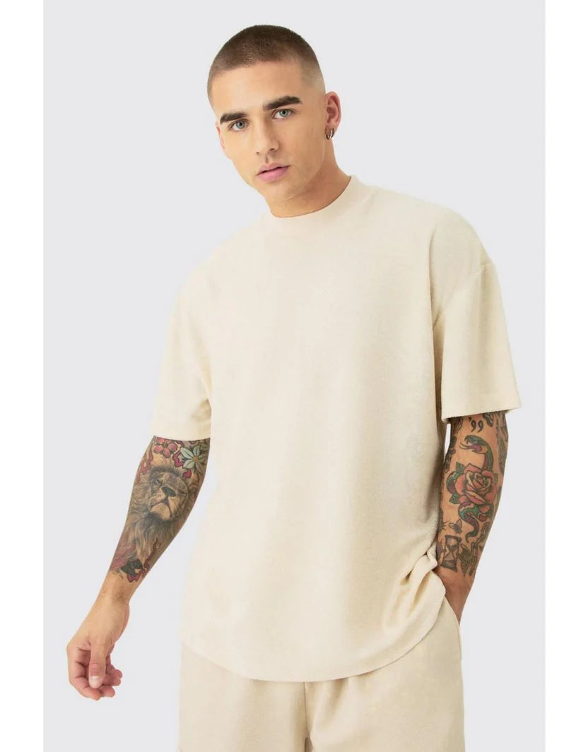 Drop Shoulder Tee For Men - Beige